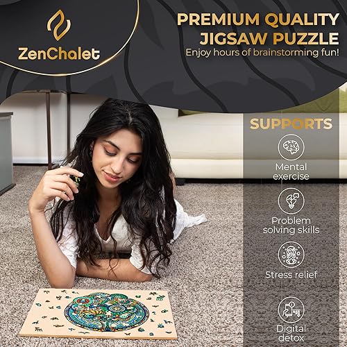 Miniatura 6 de ZenChalet - Rompecabezas de madera floral retro de 200 piezas - Rompecabezas de madera únicos para adultos, desafío cerebral genial - Gran regalo