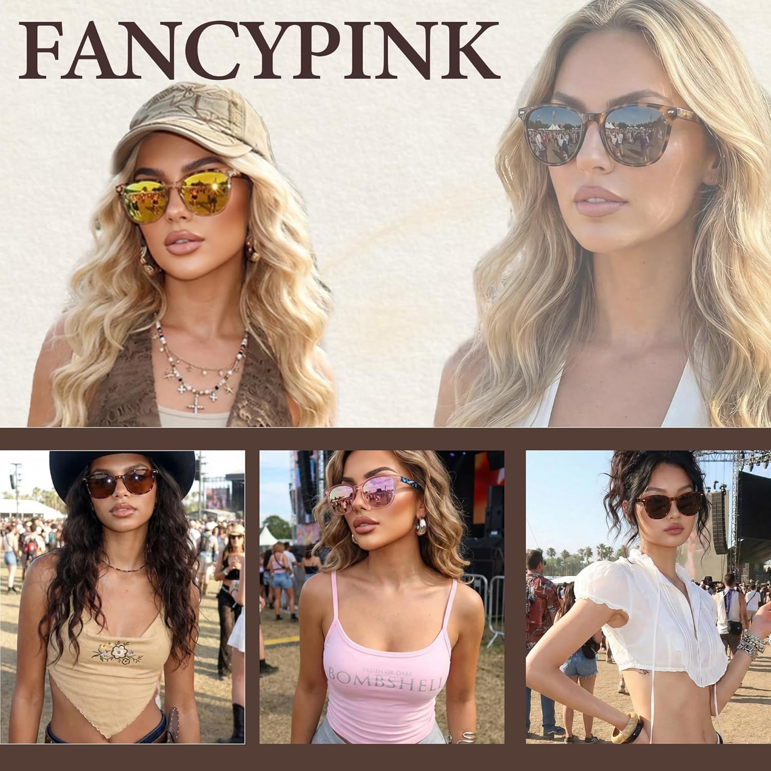 FancyPink Women's Polarized Sunglasses UV400 Protection Mirrored Beach Eyewear Trendy Sunglasses for Women - Image 2