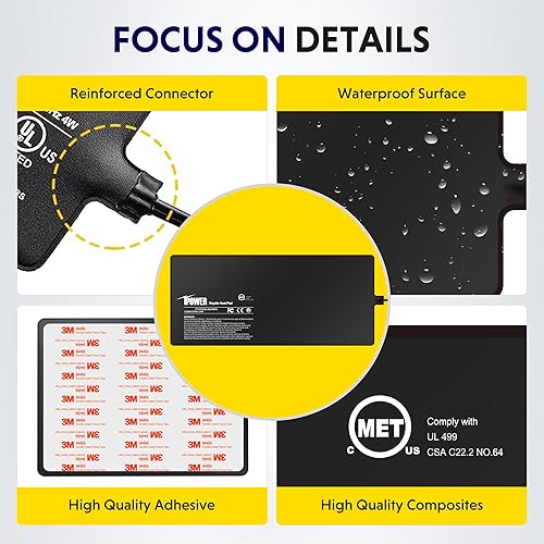 Vista 43 de iPower Almohadilla térmica para reptiles de 4 x 7 pulgadas con termostato ajustable, calentador debajo del tanque, tapete térmico para tortugas