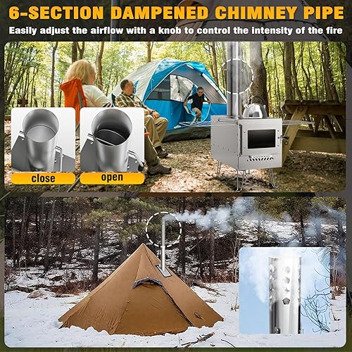 Miniatura 5 de Estufa de tienda caliente de sauna Calentador de camping Estufa de cohete Estufas de pellets portátiles para calefacción casera