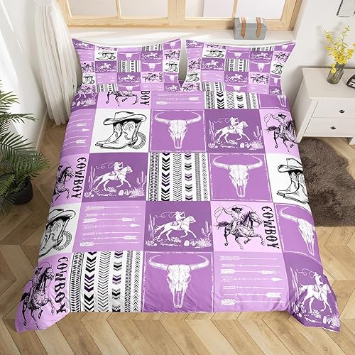 Miniatura 5 de Manfei Juego de funda de edredón de vaquero, tamaño matrimonial, juego de ropa de cama de 3 piezas para niños y niñas, decoración de dormitorio de