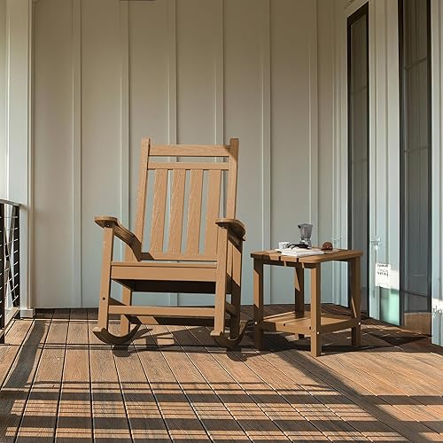 Miniatura 7 de SERWALL Mesa auxiliar doble Adirondack rectangular, color marrón