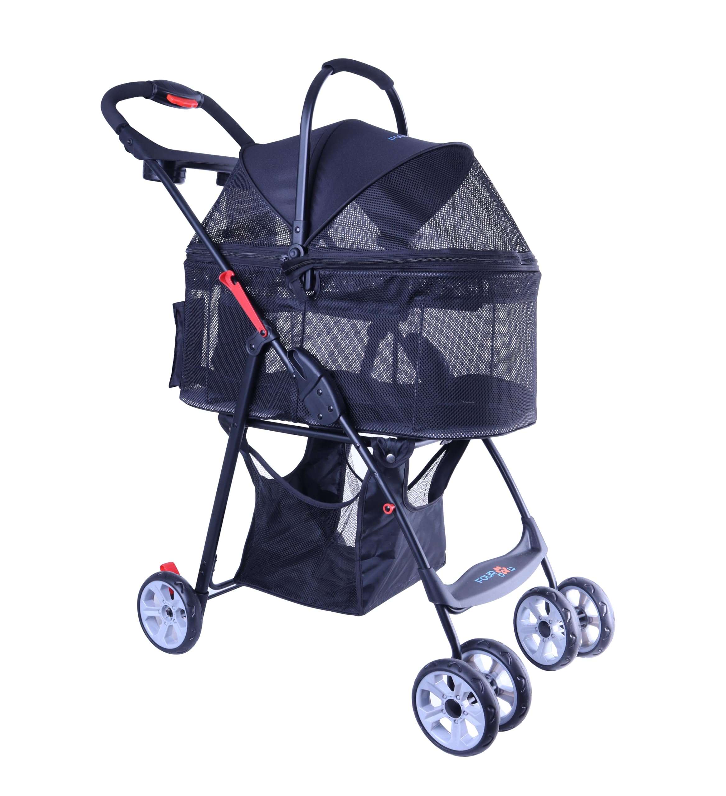 Full-Window pet Stroller with Detachable Carrier,4 Wheels for Cats &amp; Dogs, with Storage Basket,Cup Holder, Travel Puppy/Cats Stroller.