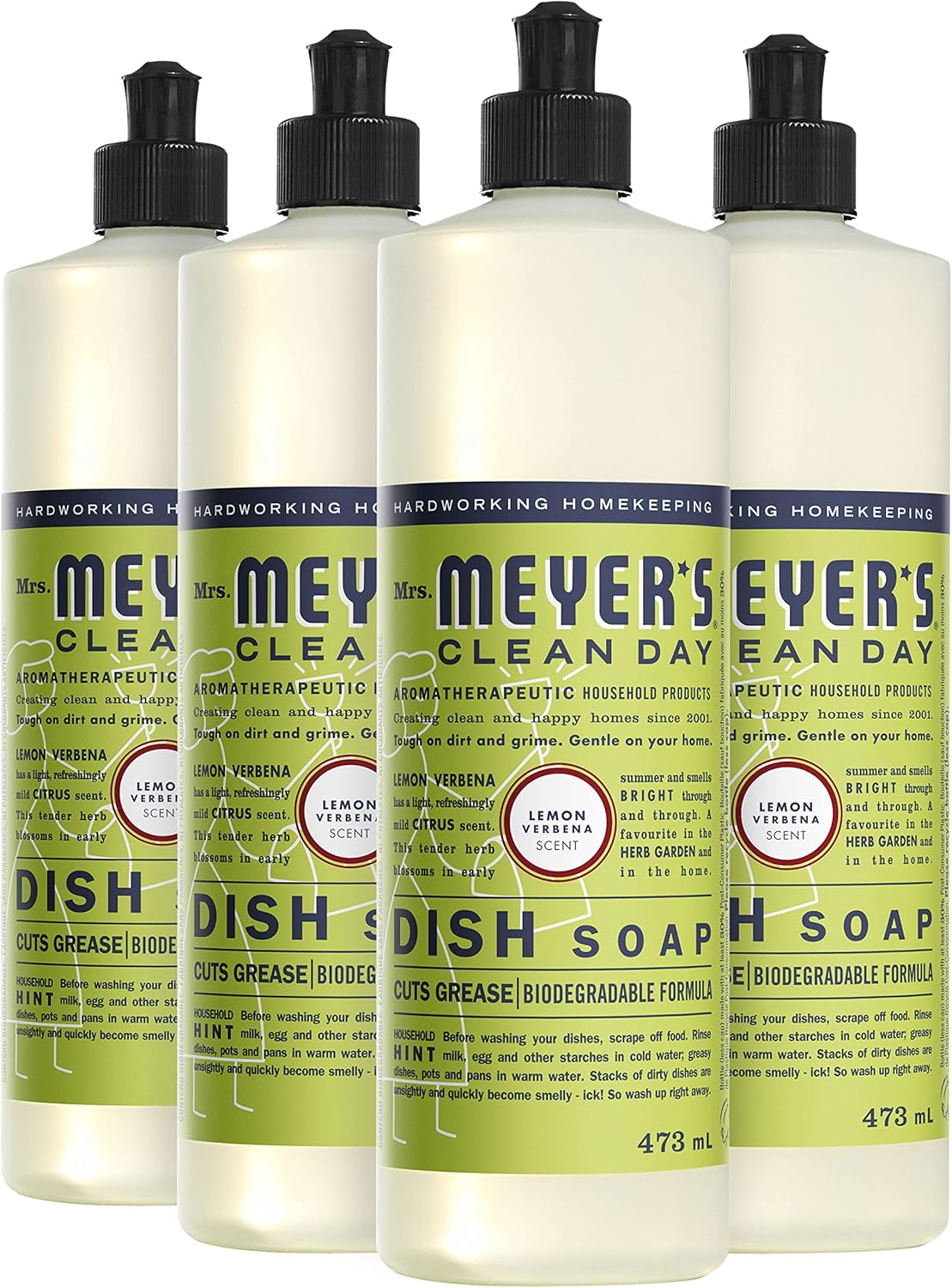 Mrs. Meyer's Clean Day Dish Soap, Cruelty Free and Biodegradable Dishwashing Liquid, Lemon