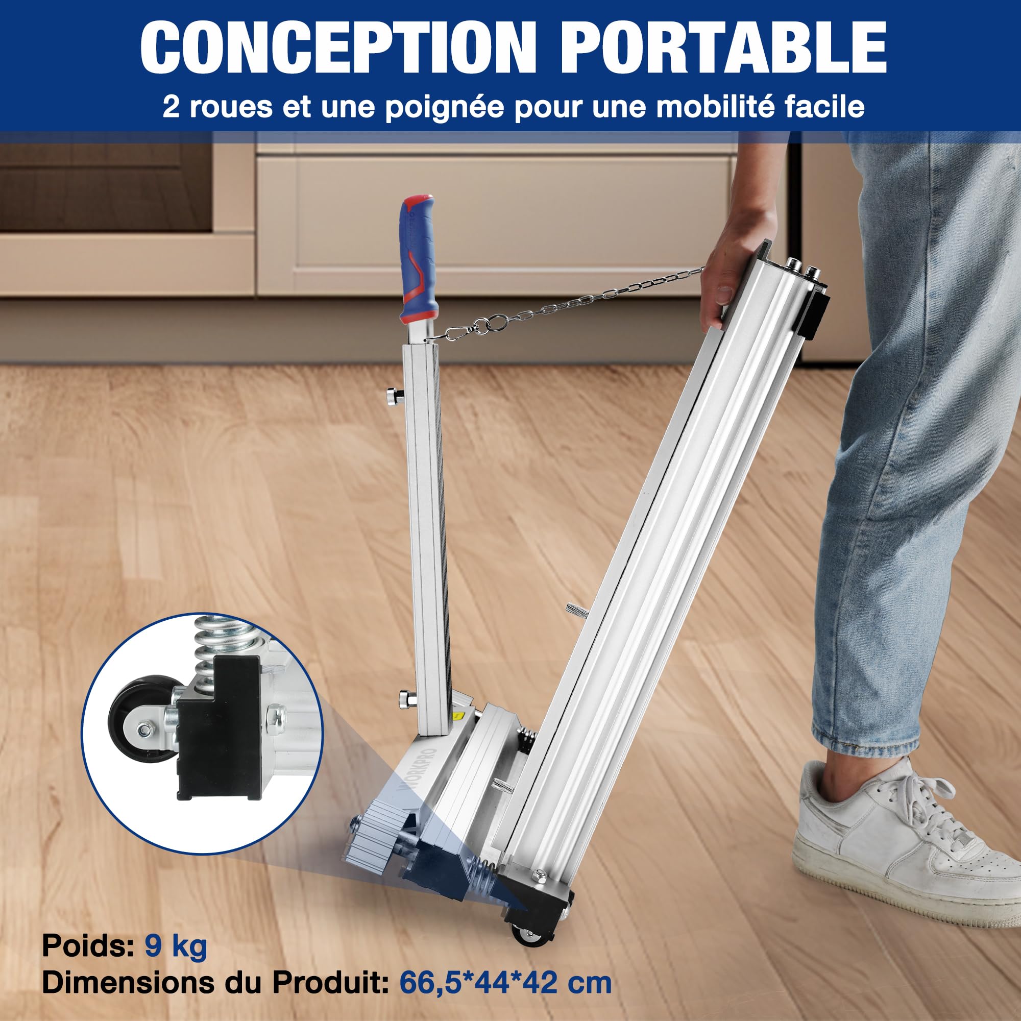 WORKPRO Coupe-Sol Stratifié avec Angle de Précision, Coupe Parquet Largeur 340 mm, Profondeur 16 mm, Alliage d'Aluminium, Idéal pour Stratifié, Vinyle, Parquet et Plancher VCT, SPC, LVP, WPC