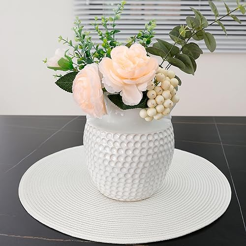 Miniatura 3 de HODJOY Mantel, mantel individual redondo tejido para interior y exterior, 15 pulgadas, juego de 6 (blanco)