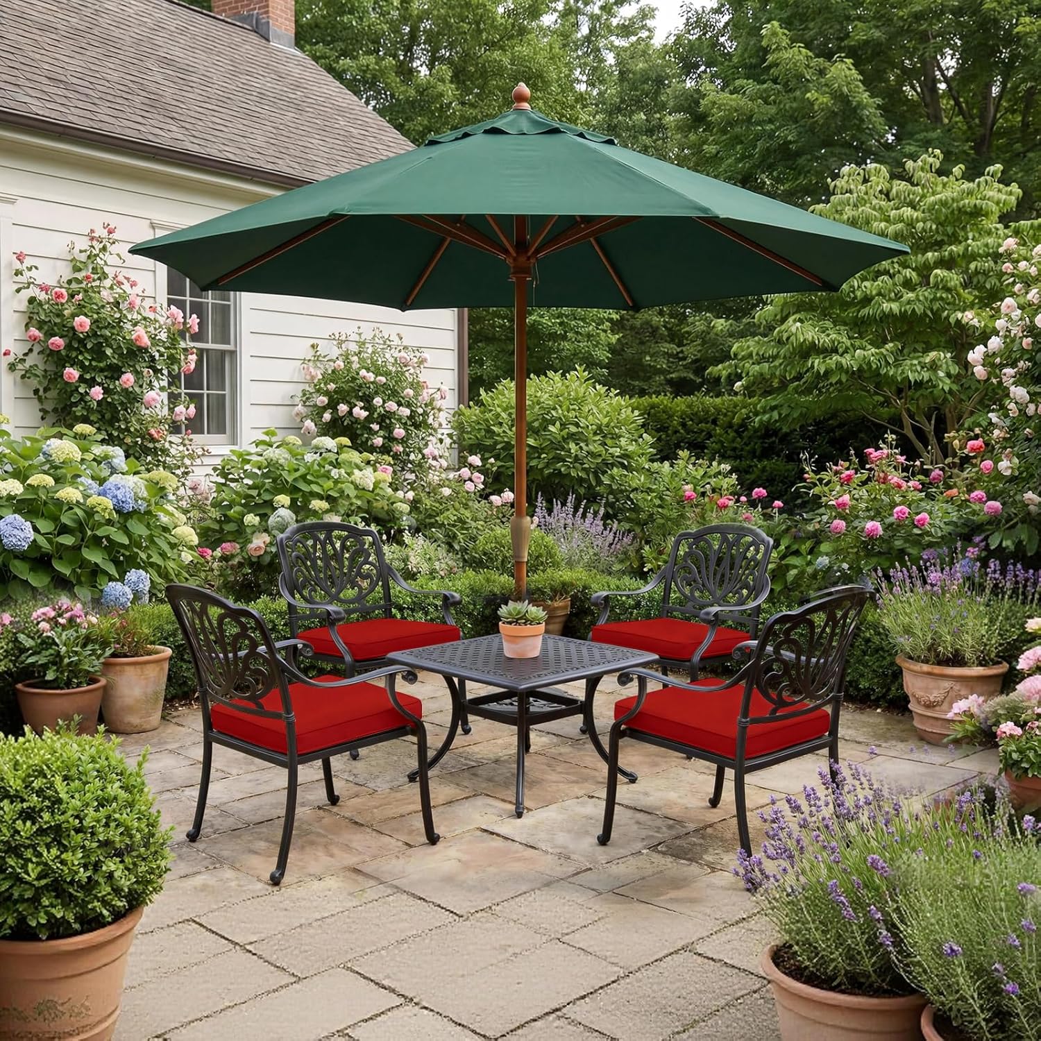 Goodgoods 20 x 20 Outdoor Chair Cushions Set of 2, 1000+ Hours Fade-Resistant & Water-Resistant Furniture Chair Cushions with 30D High-Resilience Foam for Dining Room, Patio Chair, Chili