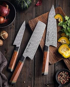 HEZHEN Retro 3PC Knife Set Gyuto 8.5-inch Kiritsuke 7-inch