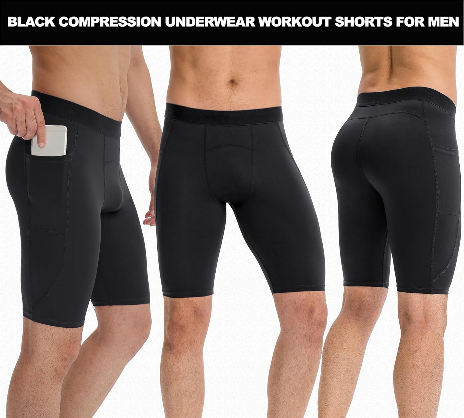 SPVISE Compression Shorts Men Spandex Sports Shorts Workout Running Gym Shorts Cool Dry Athletic Baselayer Underwear Pockets - Image 7