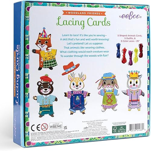 Miniatura 2 de eeBoo: Dress Up Lacing Cards: Ocupaciones - Juego de 5 trajes de personajes y cordones, crea combinaciones, artes y manualidades preescolares, niños