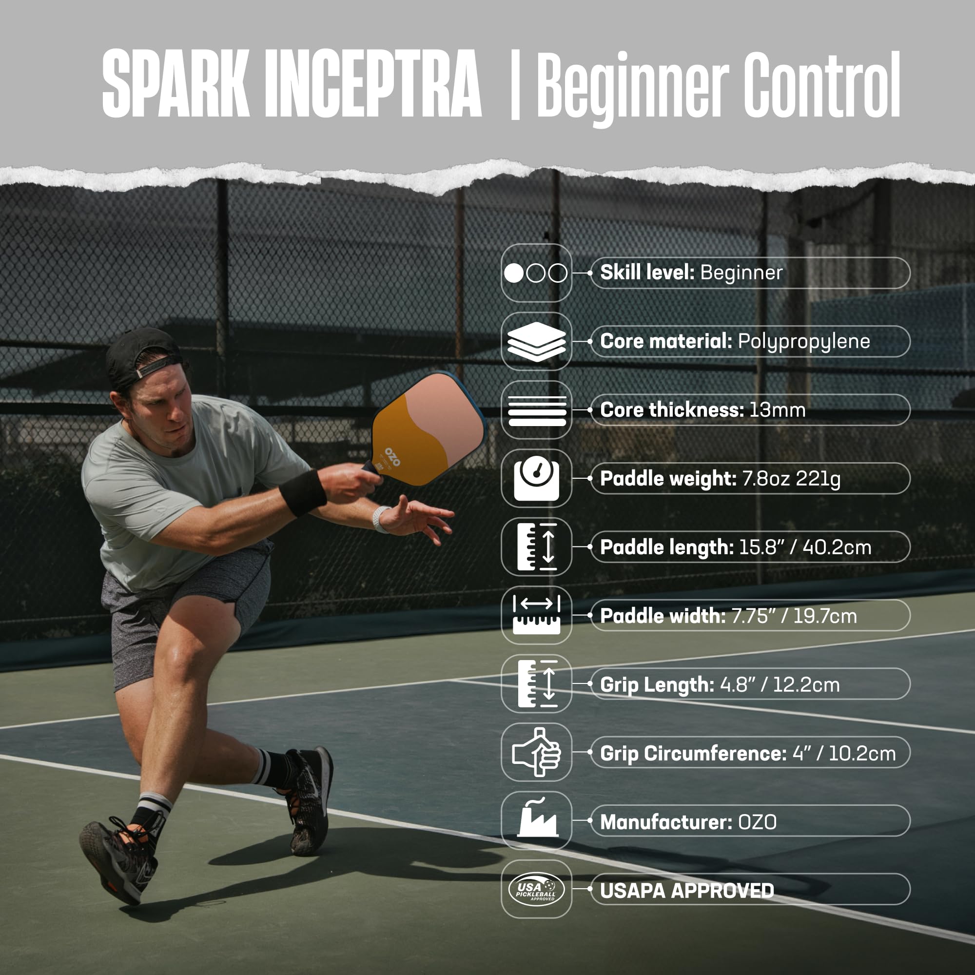OZO Pickleball Controllo Racchette per Principianti