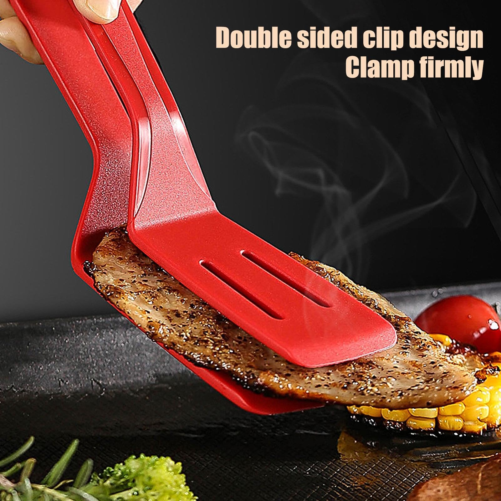 Silikon-Küchenzange zum Kochen – vielseitiger Spatel und Fischwender mit rutschfesten Silikonspitzen, vielseitiger Küchenspatel, ergonomisches und praktisches Kochwerkzeug für Steak