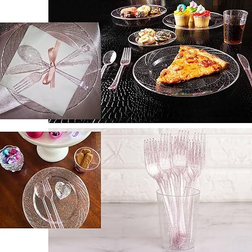 Miniatura 5 de Efavormart - Paquete de 25 cucharas de plástico desechables con purpurina de 7 pulgadas para bodas, fiestas, banquetes, eventos, dulces, bufés