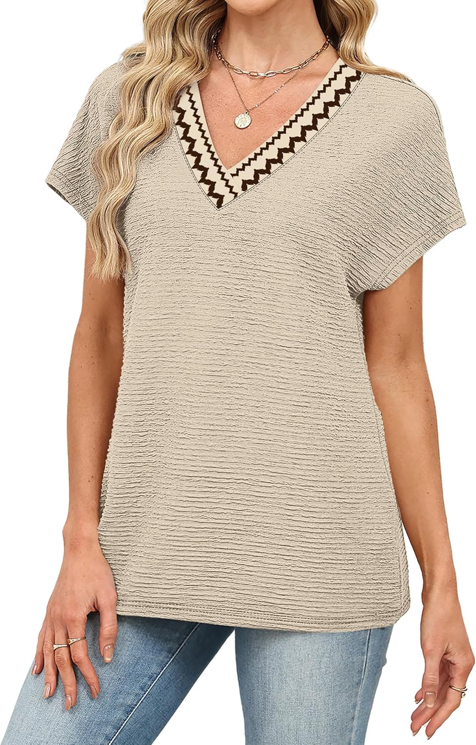 WIHOLL Blouses for Women Dressy Casual Summer Tops Short Sleeve Shirts Business Casual T Shirts Beach Vacation Clothes - Image 5