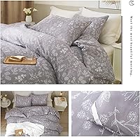 Vista 211 de 3 piezas de juego de funda de edredón tamaño individual XL, funda de edredón blanca con estampado floral azul, ropa de cama coquette de algodón