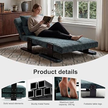 Folding Sofa Bed,101cm Click Clack Convertible Single Chair Bed with Pillow