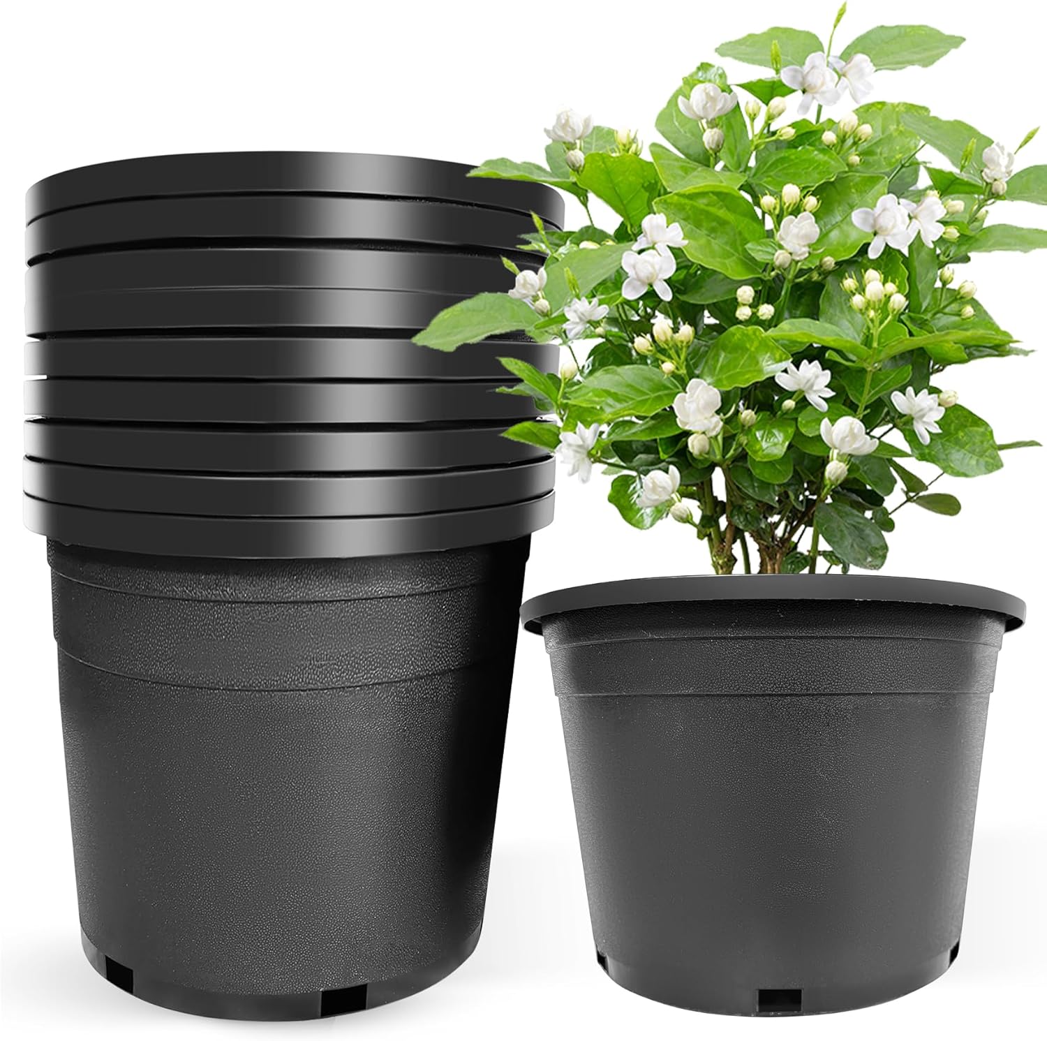 5 Gallon Pots for Plants Plastic Nursery Pot with Drainage Holes Garden Flower Pot Suitable for Home Garden Cuttings Flowers Succulents Transplanting Seedlings 10Pcs