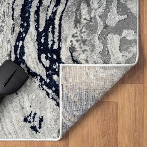 Miniatura 7 de LUXE WEAVERS Sunset Collection 3260 - Alfombra moderna de mármol de 2 x 8 pulgadas, color azul