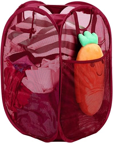 Miniatura 17 de HOUSE AGAIN Cesta de lavandería emergente de malla, [Reforzada] cesta de lavandería plegable, cesta emergente plegable con asas duraderas, fácil
