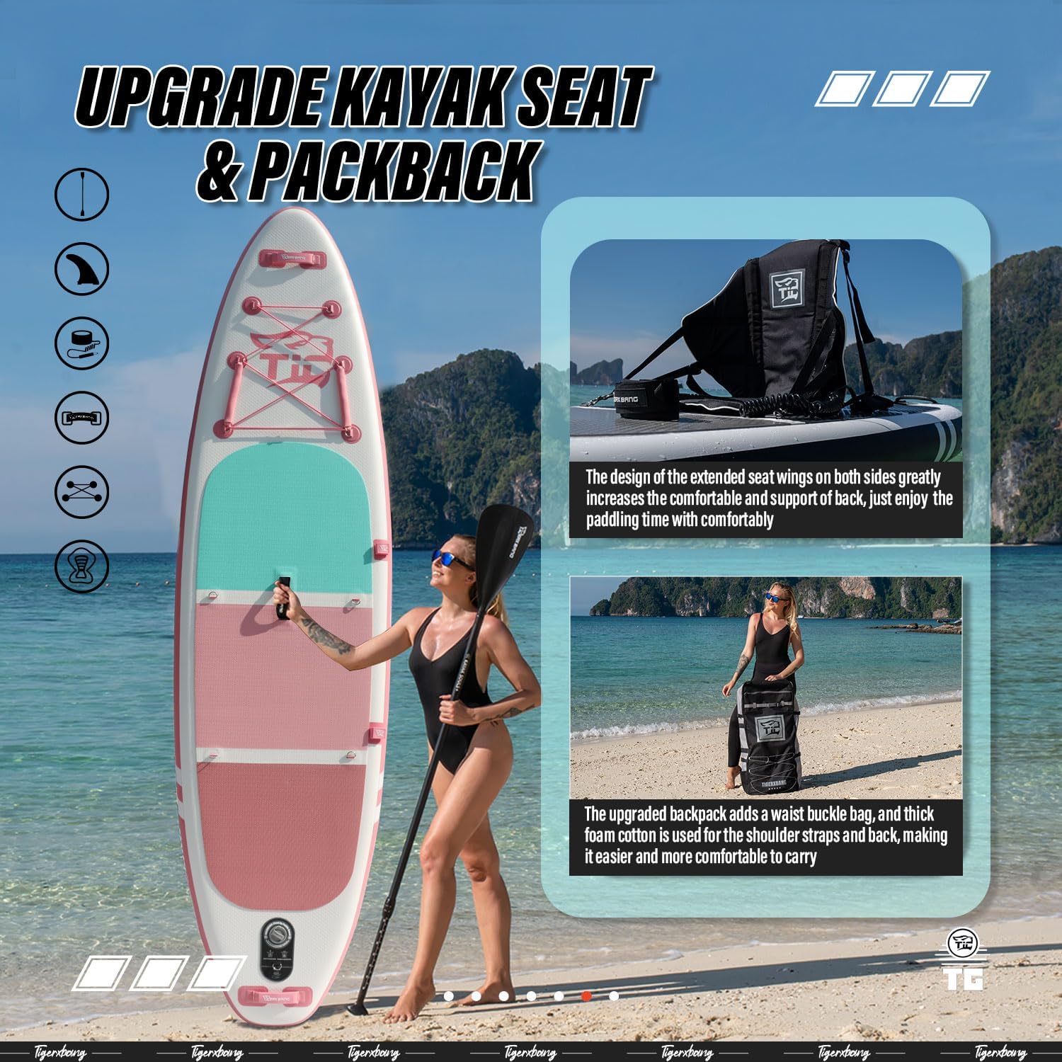 Inflatable Paddle Board with Premium SUP Board Accessories, Allround Paddle Boards for Adults/Kids,Stand Up Paddle Board Defender Collection