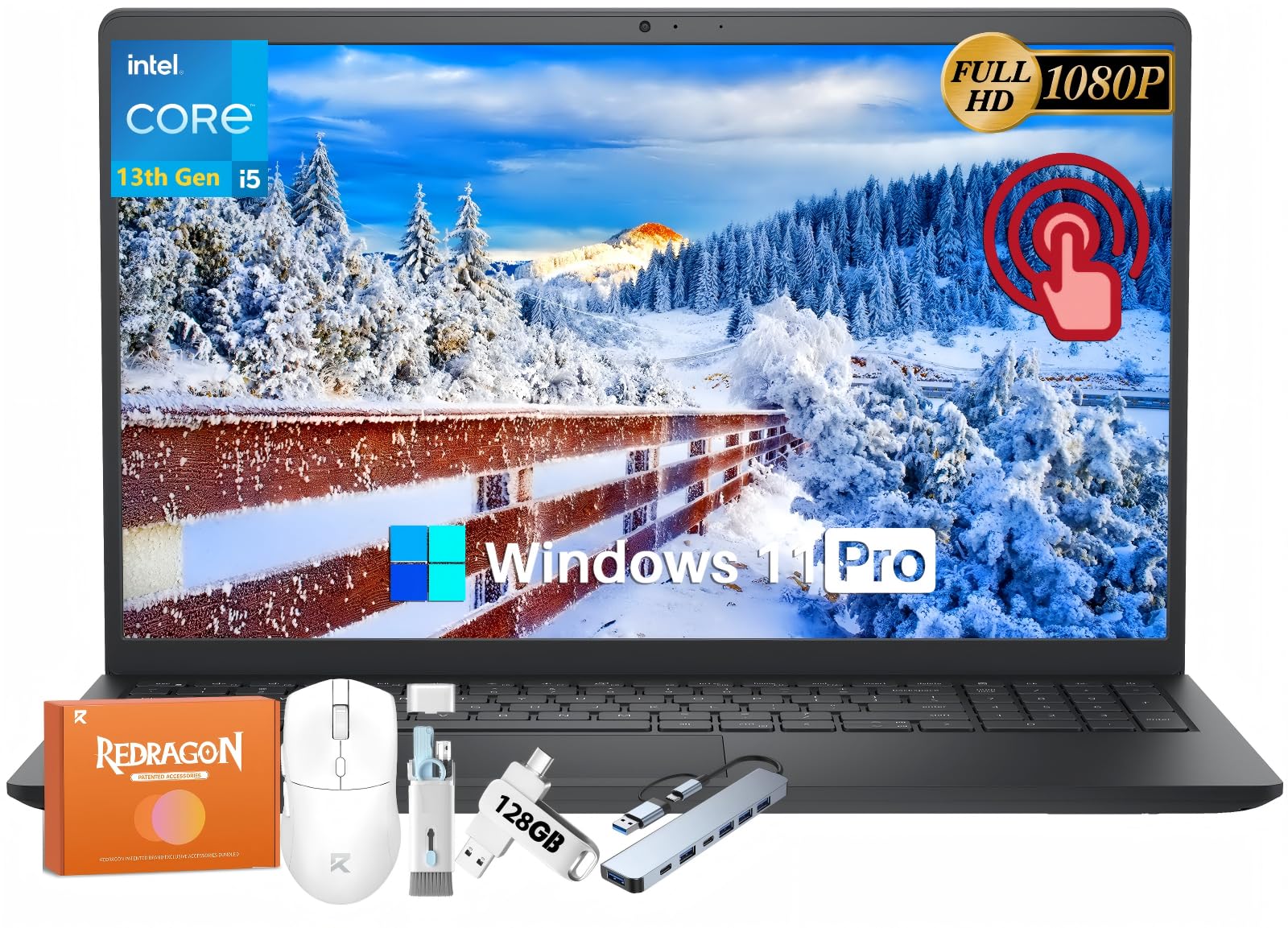 Inspiron 15 3530 Touchscreen Business Laptop Computer, 13th Gen Intel 10-Core i5 1334U(Up to 4.6GHz), 15.6'' FHD Display, 32 GB RAM, 1 TB SSD, Wi-Fi 6, Copilot AI, Windows 11 Pro, w/Patented Kit