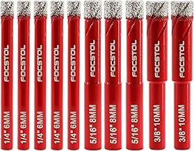 FOCSTOL Dry Diamond Drill Bit Set – Diamond Crown Drill Bit with Round Handle for Porcelain Stoneware Ceramic Marble Granite 10 Pieces (6mm*5+8mm*3+10mm*2)