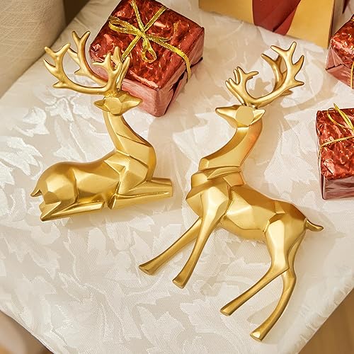 Miniatura 3 de Regalo decorativo de Navidad, 2 piezas de escultura de ciervo geométricos 3D utilizados para establecer un ambiente festivo, chimenea, mesa de