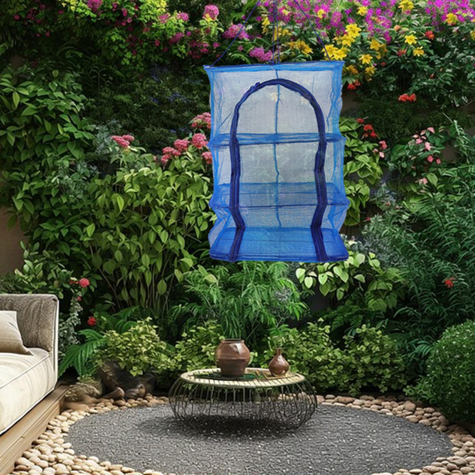 Hemobllo 2pezzi Rete Essiccazione Pieghevole per Alimenti da Strati per Pesce e Verdure Essiccatore Rete per Cucina e Balcone Protezione Igienica