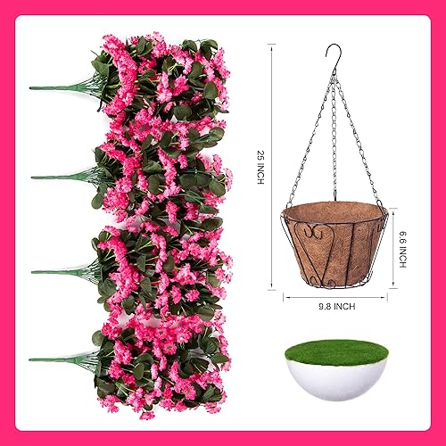 Miniatura 3 de Cestas colgantes de flores artificiales para decoración interior al aire libre, margaritas artificiales, arbustos, plantas con cestas para el hogar,