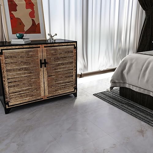 Miniatura 5 de CHICHOME Paquete de 32 azulejos de vinilo impermeables para despegar y pegar, de 12 x 12 pulgadas, autoadhesivos, removibles de mármol gris