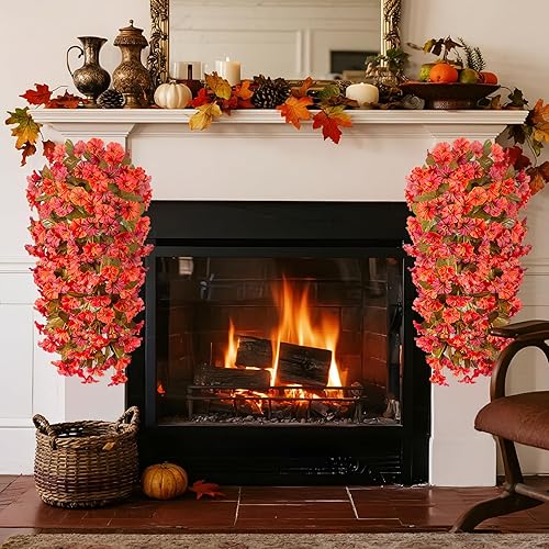 Miniatura 30 de Artificial Flowers with Hanging Basket, Outdoor Faux Plants Silk Morning Glory Vines, Fake Green Arrangement for Garden Patio Spring Summer