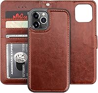 Vista 20 de Bocasal Funda tipo cartera compatible con iPhone 12 e iPhone 12 Pro con soporte para tarjetas de cuero PU magnética desmontable con soporte plegable