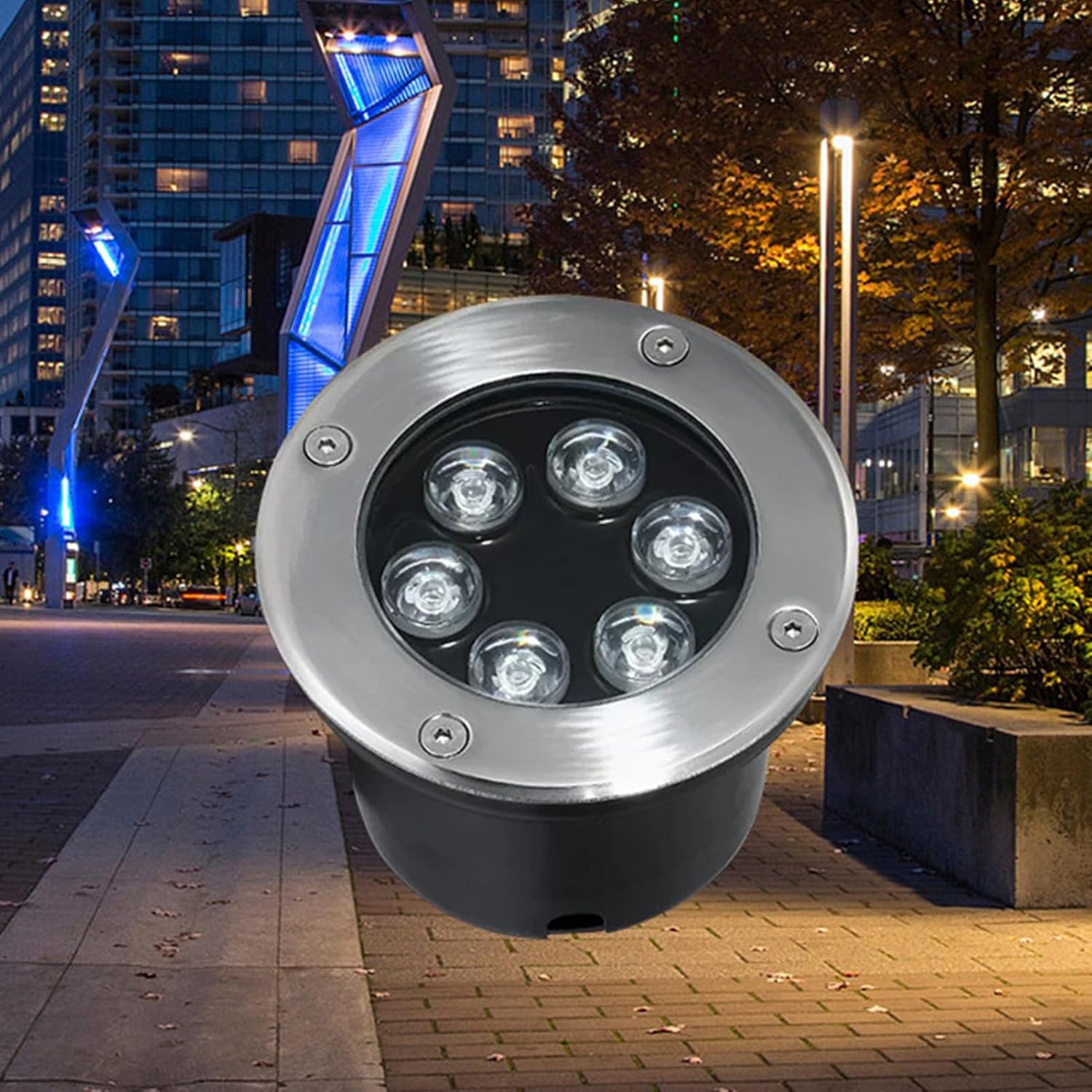 PUROXX LED In Ground Lights Outdoor Underground Light IP66 Waterproof Recessed Buried Lights for Driveway, Deck, Step, Garden Round Landscape Lamp, AC85-265V (Color : Red, Size : 9W) (Color : Blue,