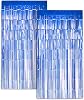 Zink 2 Pack 3.28 Ft x 6.56 Ft Blue Foil Curtain Backdrop - Tinsel Streamers for Photo Booth, Birthday Party, Wedding, Graduation, Holiday Decorations