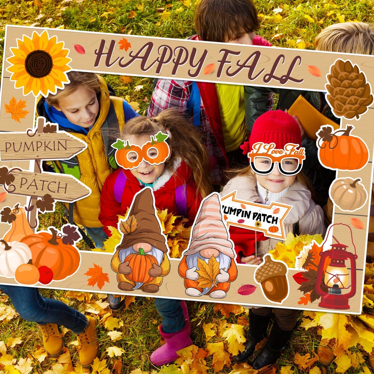 Fall Decor Happy Fall Gnomes Pumpkin Photo Booth Props for Autumn Festival