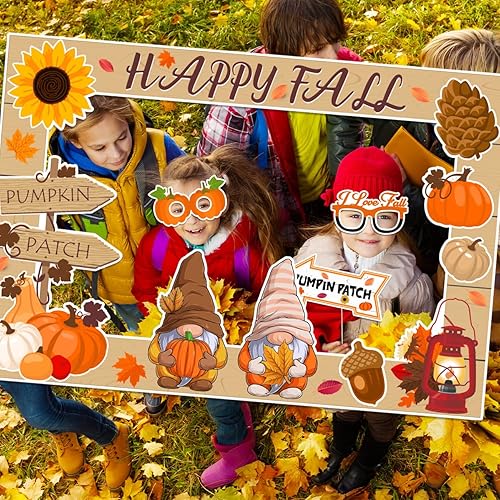 Miniatura 6 de Decoración de otoño, gnomos de calabaza, marco de cabina de fotos y accesorios para otoño, parche de calabaza con temática de otoño, suministros de
