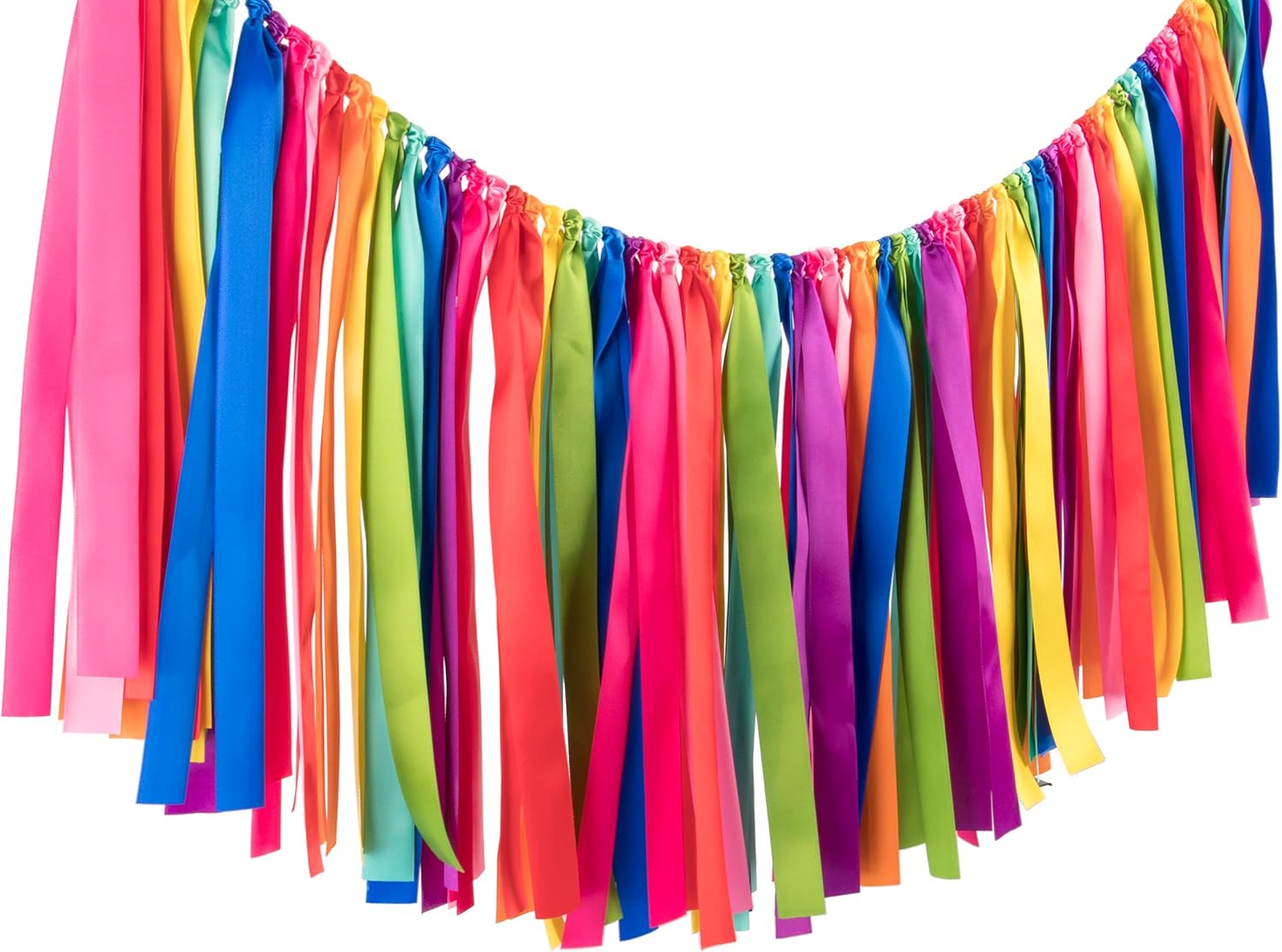 2 Packs Rainbow Ribbon Tassel Garland, Pre Assembled Colorful Garland Banner 40x14 Inch Banner Backdrop for Classroom Decor, Wall Window, Weddings, Baby Showers, and Birthdays Parties