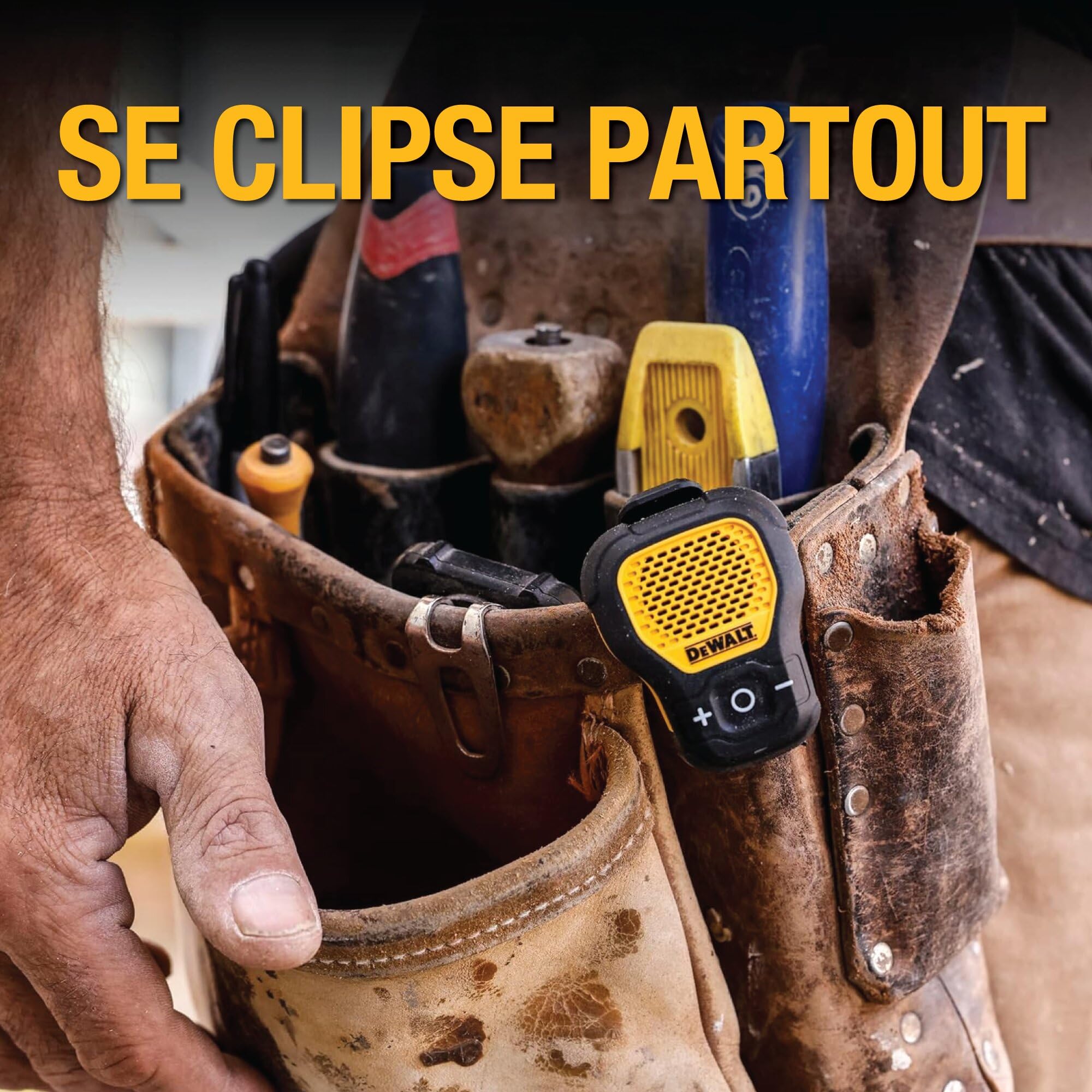 DEWALT Enceinte Bluetooth Portable Enceinte Bluetooth sans Fil avec Clip magnétique — Enceinte Portable étanche Jobsite Pro — Microphone intégré pour Une Utilisation Mains Libres, Jaune