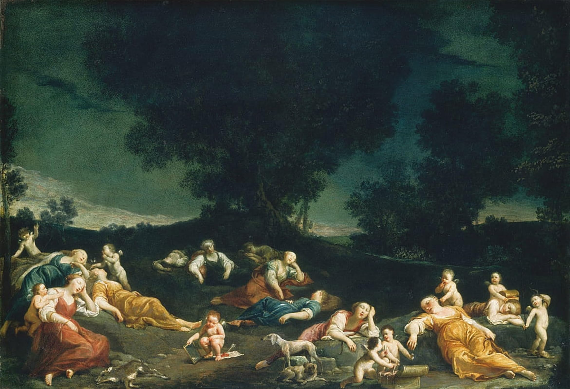 SERENDIPITP Vintage Wall Art Canvas Nordic Poster Canvas Print Picture Cupids Disarming Sleeping Nymphs by Giuseppe Maria Crespi Wall Art Poster for Home Decor 60x90cm