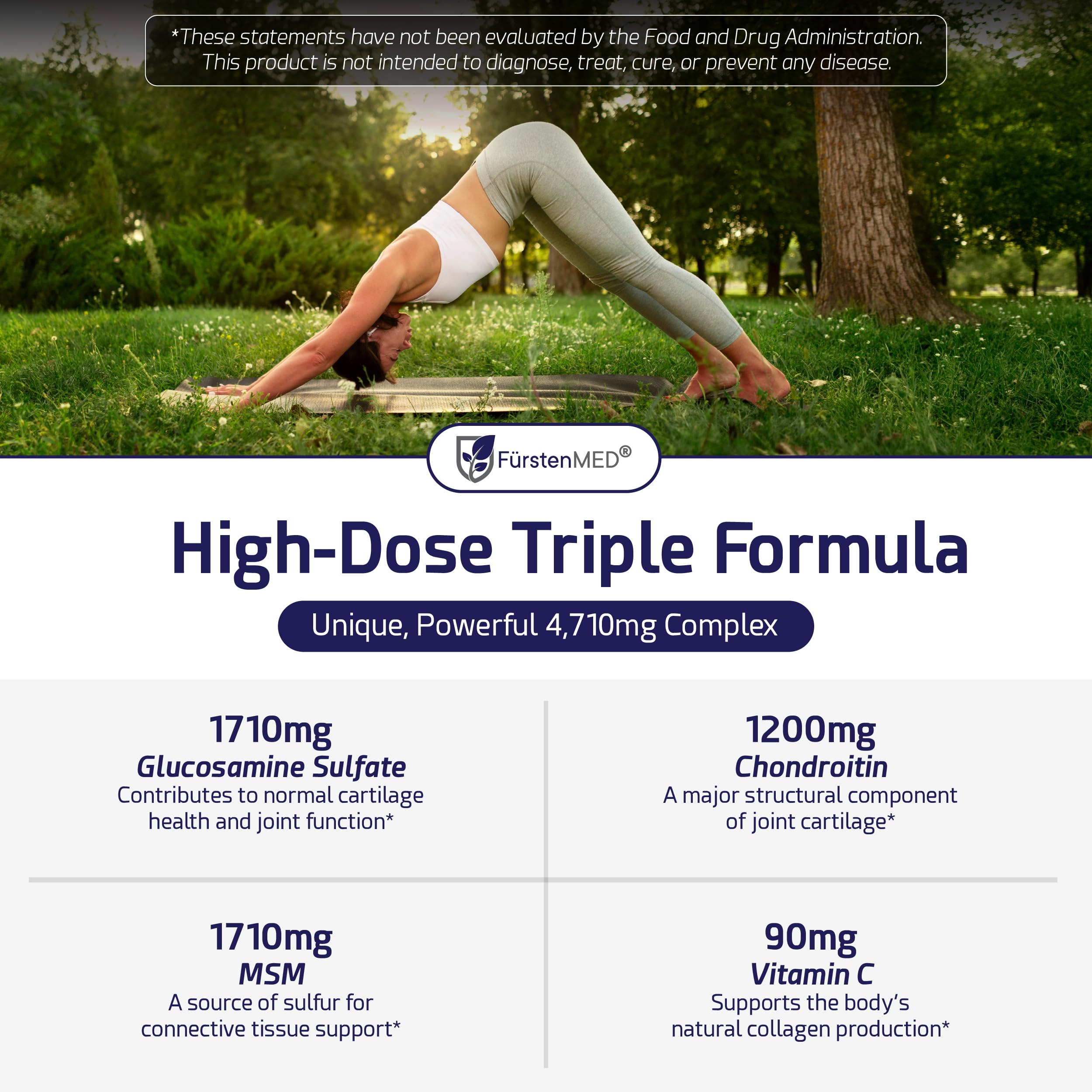 FürstenMED® Glucosamine 1710mg + Chondroitin 1200mg + MSM 1710mg + Vitamin C, High-dose Supplement 4-in-1 Complex 180 Capsules for Joint Health, Flexibility & Mobility Support — Amazon image 3
