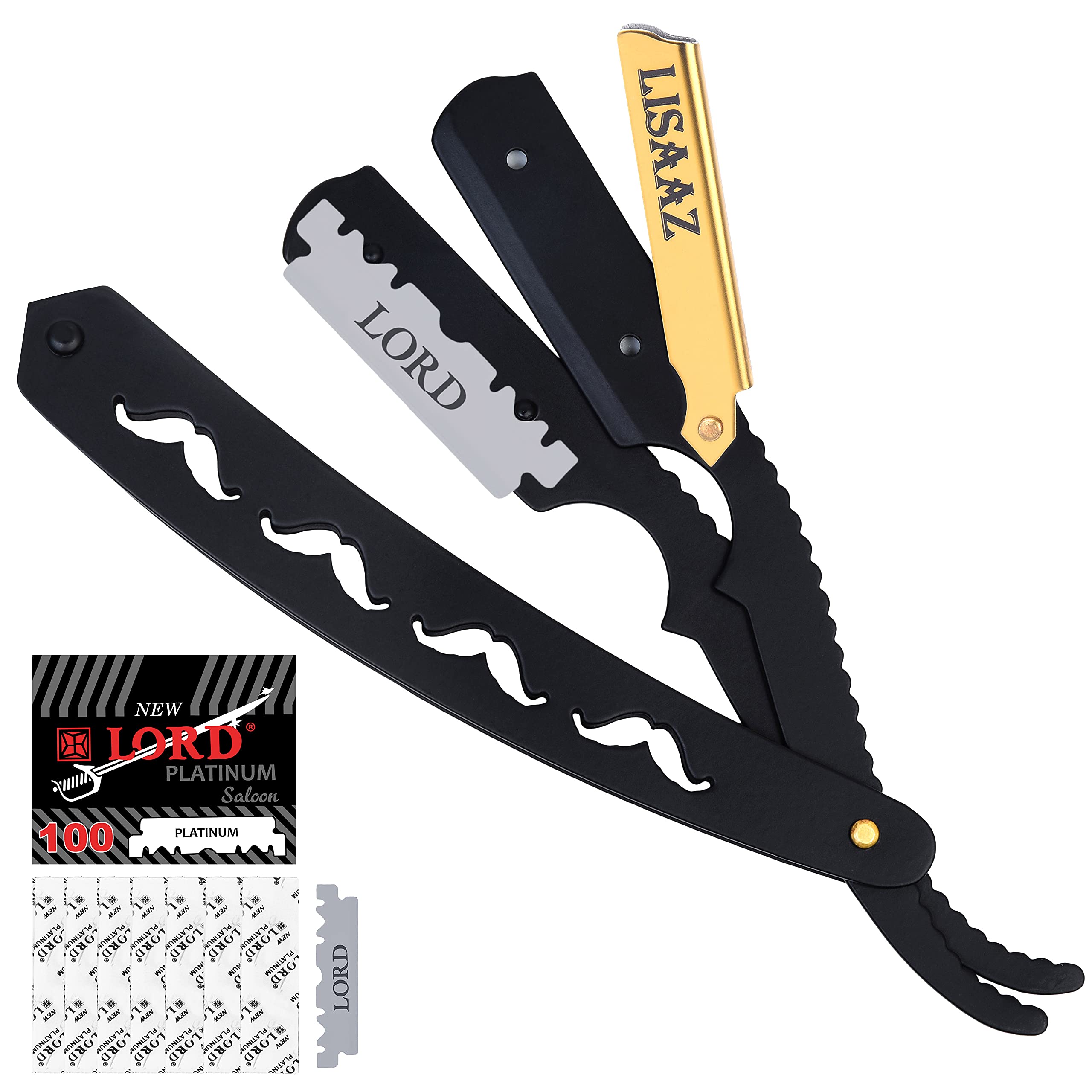 Buy Straight Razors for men 100 Blades Black straight edge razor classic shaving razors for men