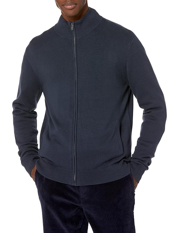 Amazon Essentials Men's Full-Zip Cotton Sweater, Navy, X-Large by Amazon Essentials - Used condition - US$23.85
