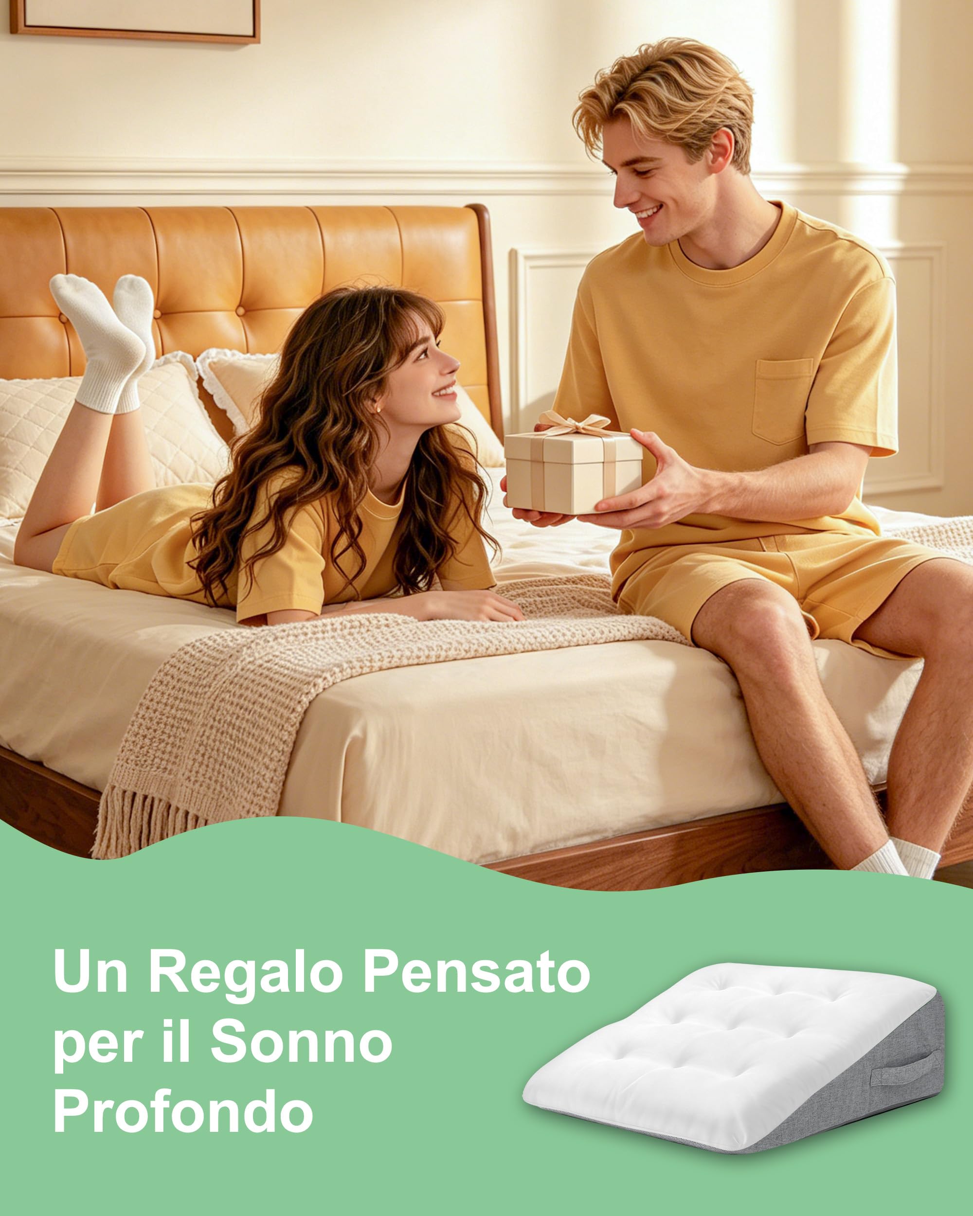 HOMCA Cuscino a Cuneo per Letto e Divano Elevazione delle Corpo, 55x54x21cm | Cuscini da Lettura di Triangolare per Sostenere Schiena, Gambe e Ginocchia, Federa Imbottito Spesso, Imbottitura in Schiuma