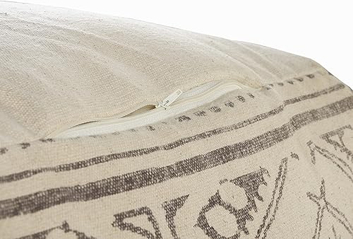 Miniatura 3 de LR Home Puf rústico geométrico hecho a mano, beigegris, 20 x 20 x 20 pulgadas