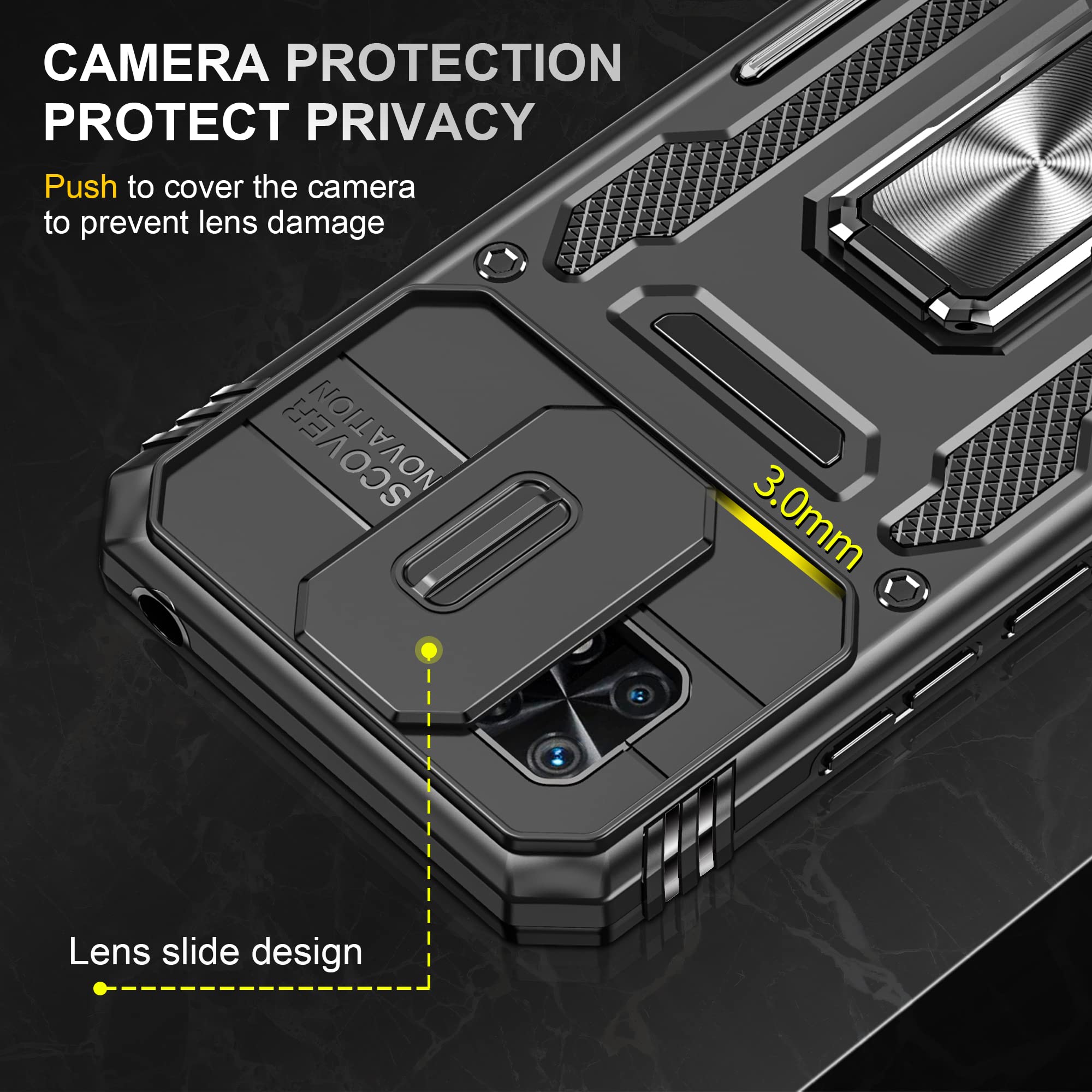 Asuwish Cover Per Xiaomi Redmi 10C Con Anello Porta Carte E Supporto, + Pellicola In Vetro Temperato, Antiurto - 2