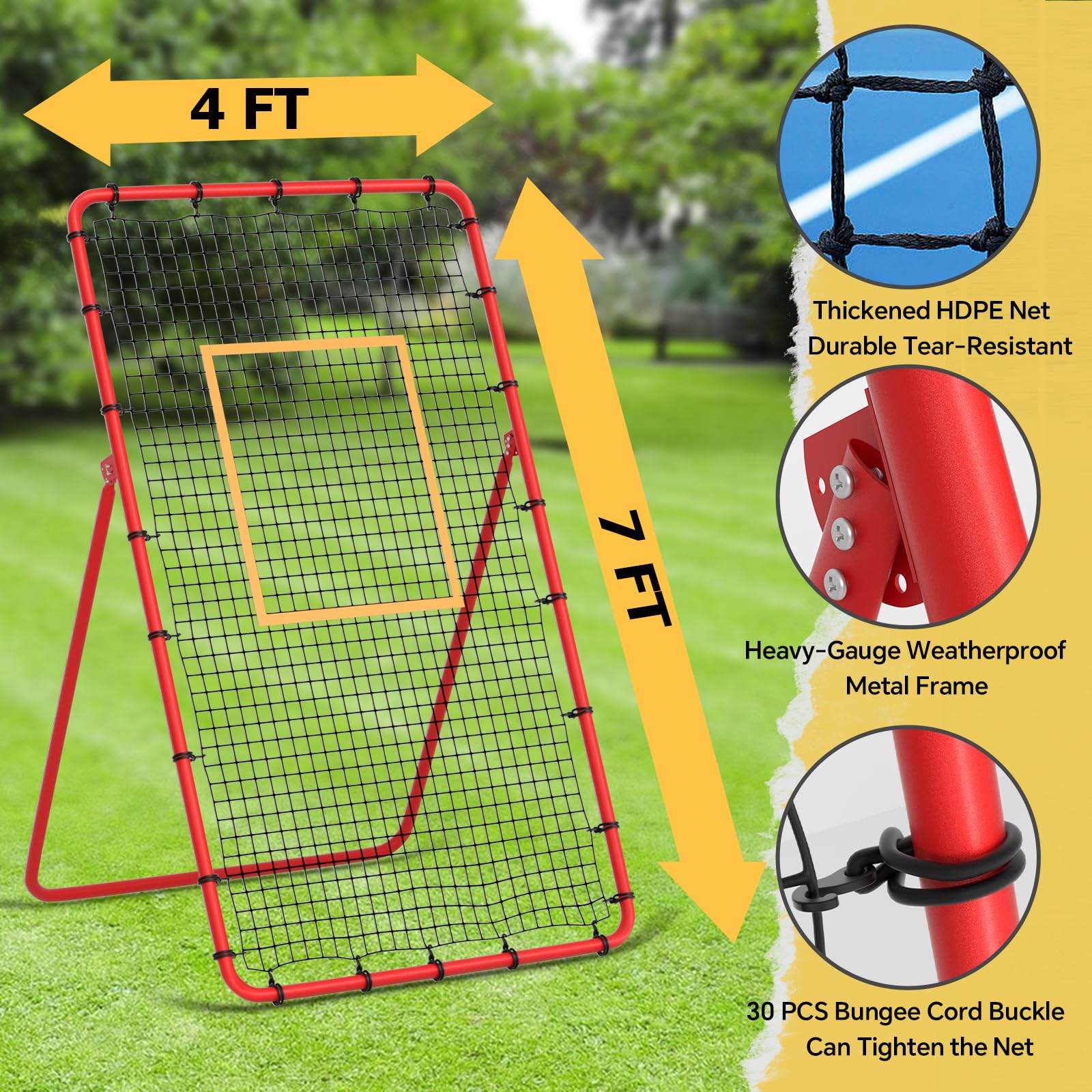 Red De Rebote para Voleibol De 2,7 X 1,2 M (7 X 4 Pies) con 5 áNgulos De InclinacióN Y Accesorios, Equipo De Entrenamiento para Rematar, Pasar Y Asistir. Ideal para Hockey, FúTbol, Tenis Y BéIsbol