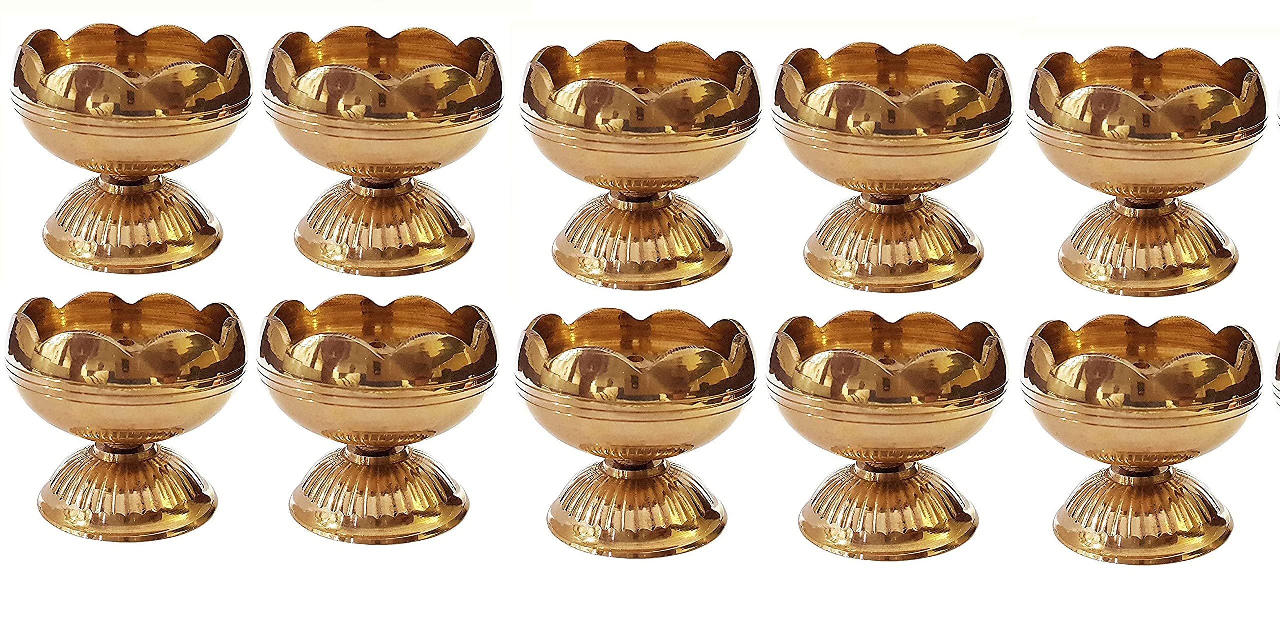 Buy SATVIK 10 Pc Brass Diya for Diwali Decoration. Handmade Golden