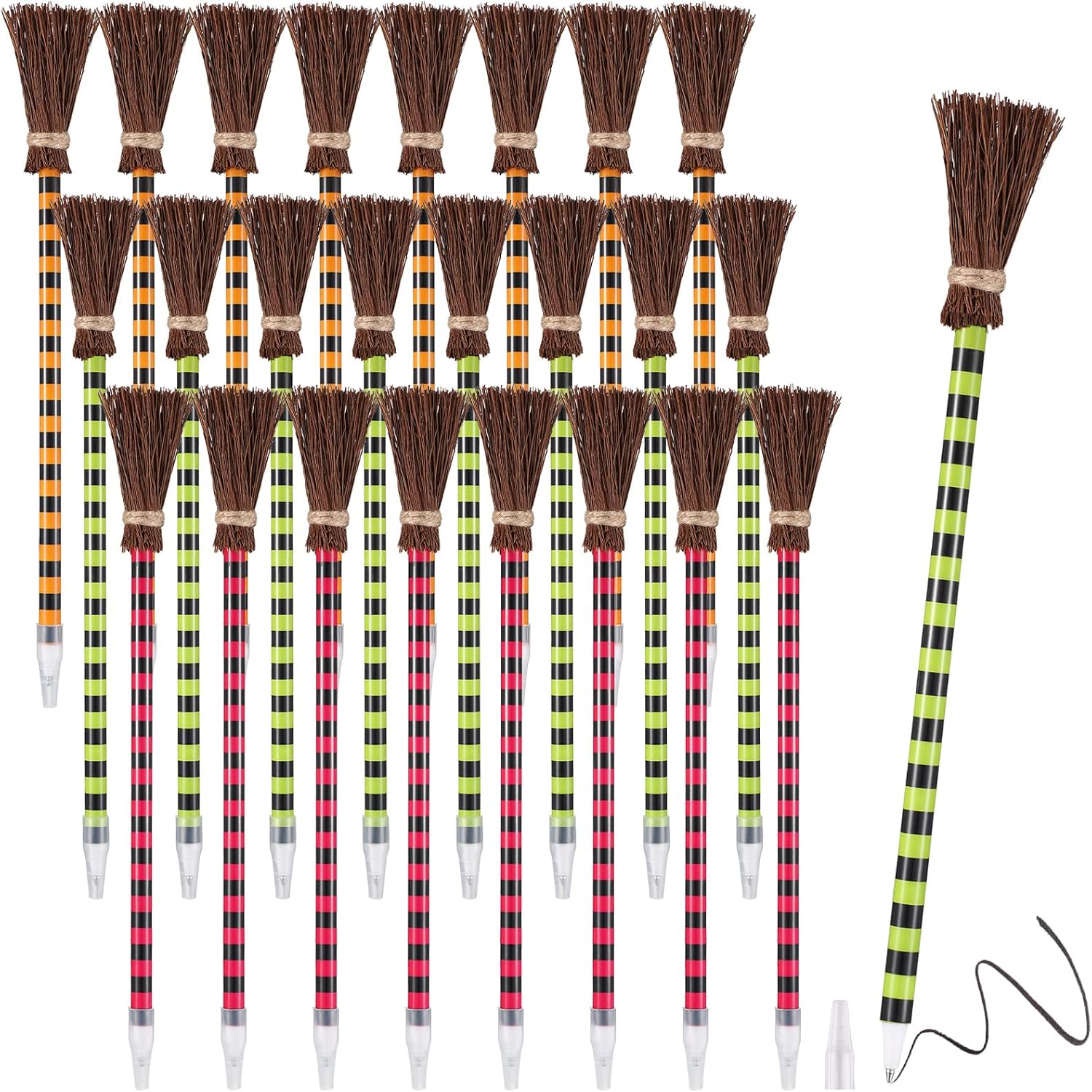 Ireer Witch Broom Pens Colorful Witch Broomstick Ballpoint