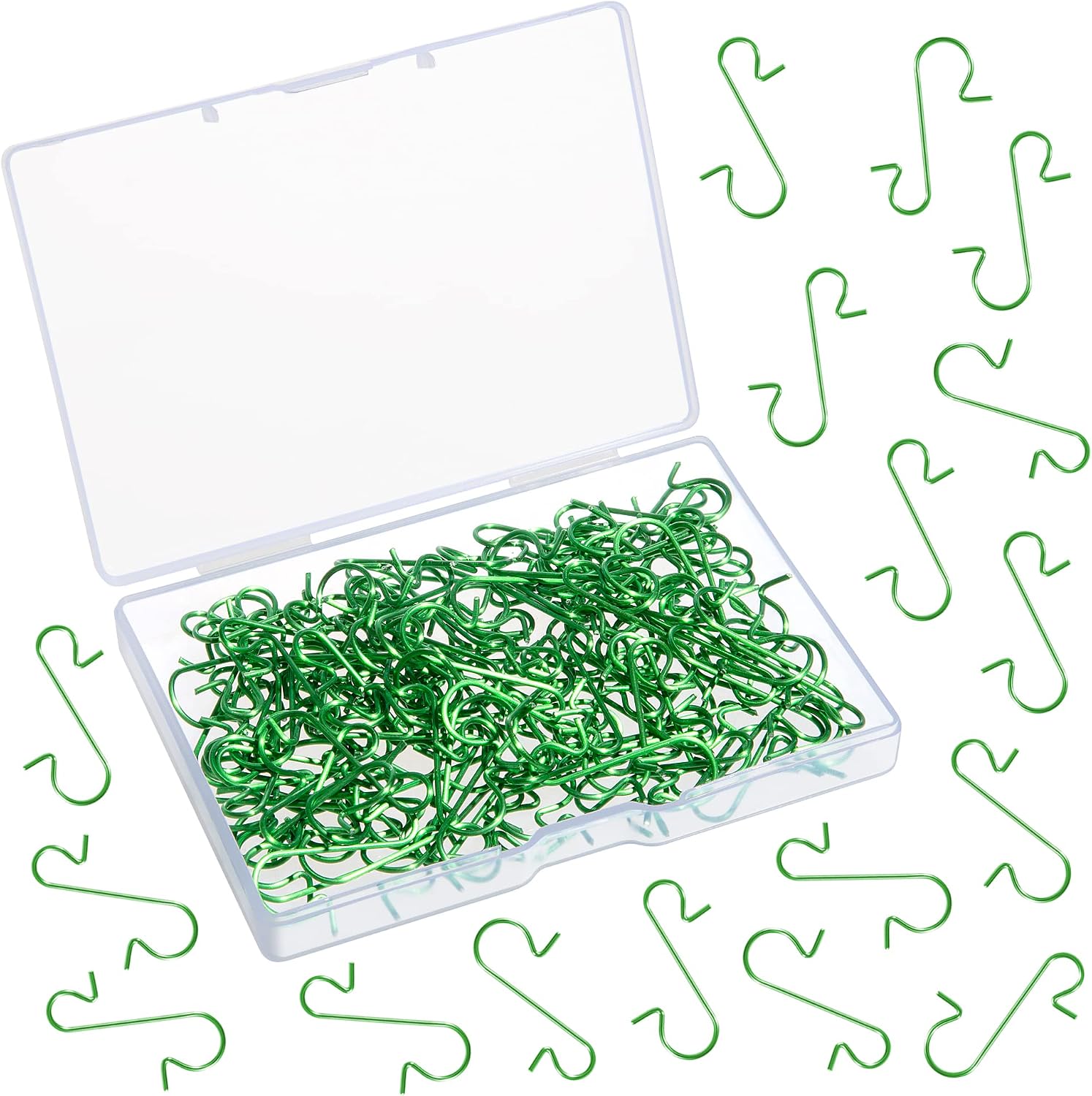 Pinkswan 120 Pack Christmas Ornament Hooks, Xmas Ornament Hangers Metal Wire Hooks S-Shaped for Christmas Tree Party Balls Decoration (Green)