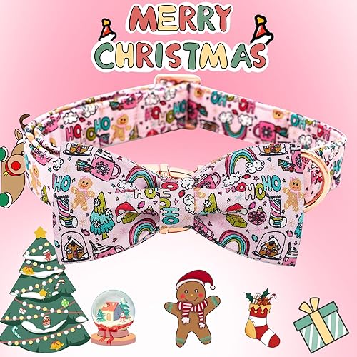 Miniatura 9 de Elegant little tail Collar de perro de Navidad, collar de Papá Noel para mascotas, collar de lazo para mascotas, duradero, ajustable, collar de